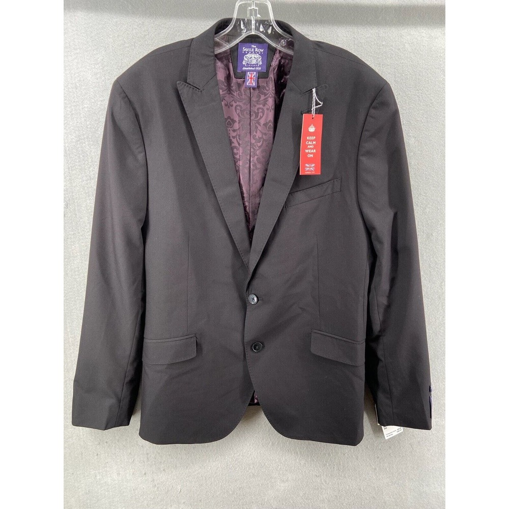 The Savile Row Company Jacket Blazer Mens Sz 44R Black Suit Single Breasted NWOT
